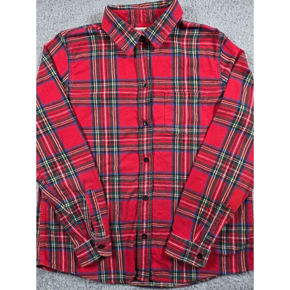 LL Bean Flannel Shirt M Red Plaid Relaxed Fit Womens Long Sleeve Button Down